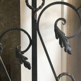 Wrought iron coat rack and shelf