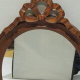 Antique oval mirror in carved wood – Louis XVI style, ribbon bow decoration, mid