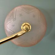 Vintage pink frosted glass wall lamp with elbow arm