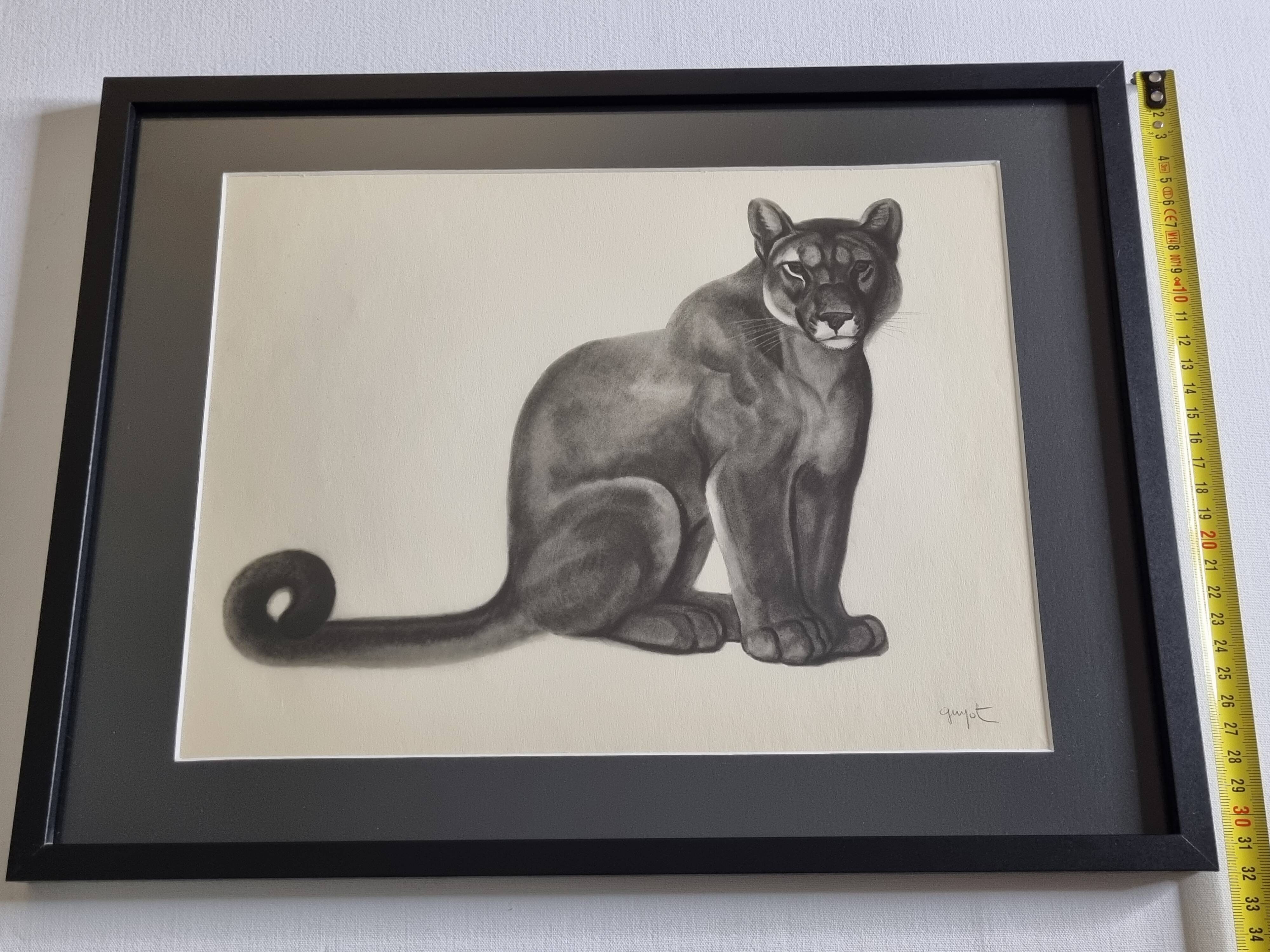 Print after Gorges Guyot, "panther", 1937, framed, 41 x 32 cm