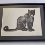 Print after Gorges Guyot, "panther", 1937, framed, 41 x 32 cm