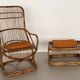 Tabouret design italien en rotin de bambou, 1960s