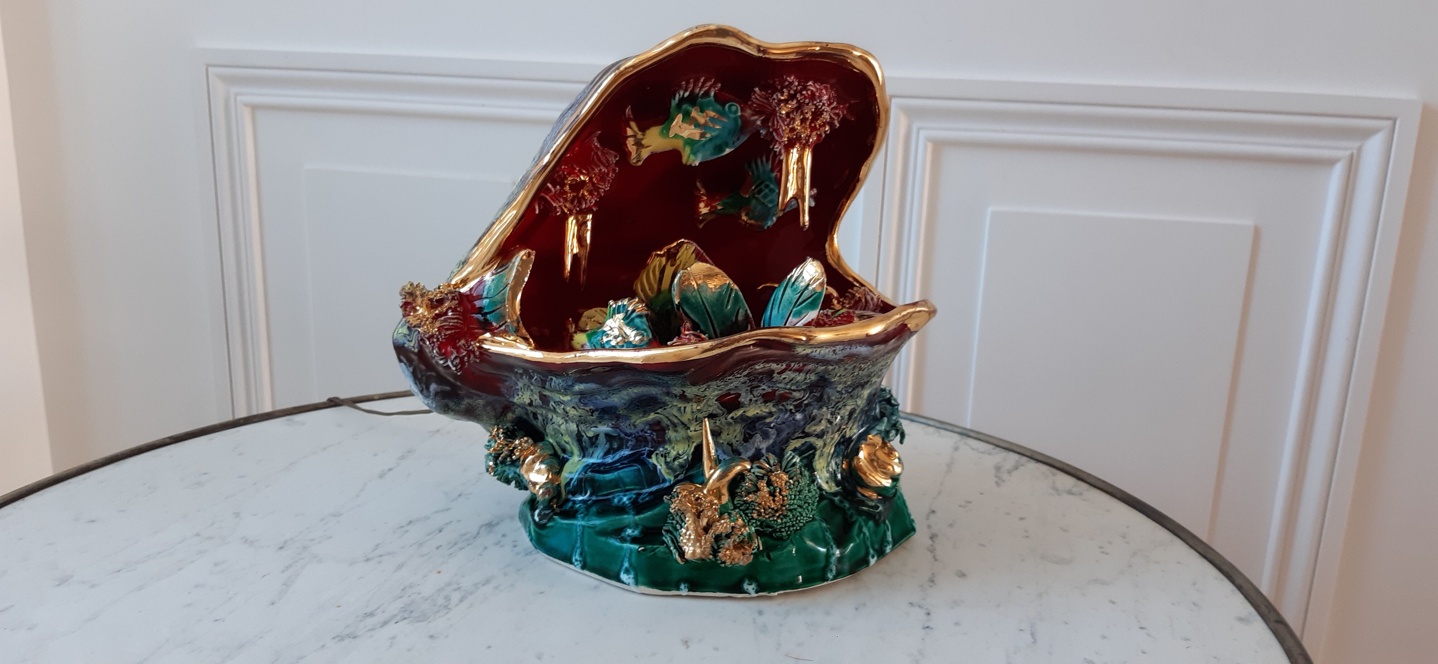 Shell lamp oysters Vallauris 70s