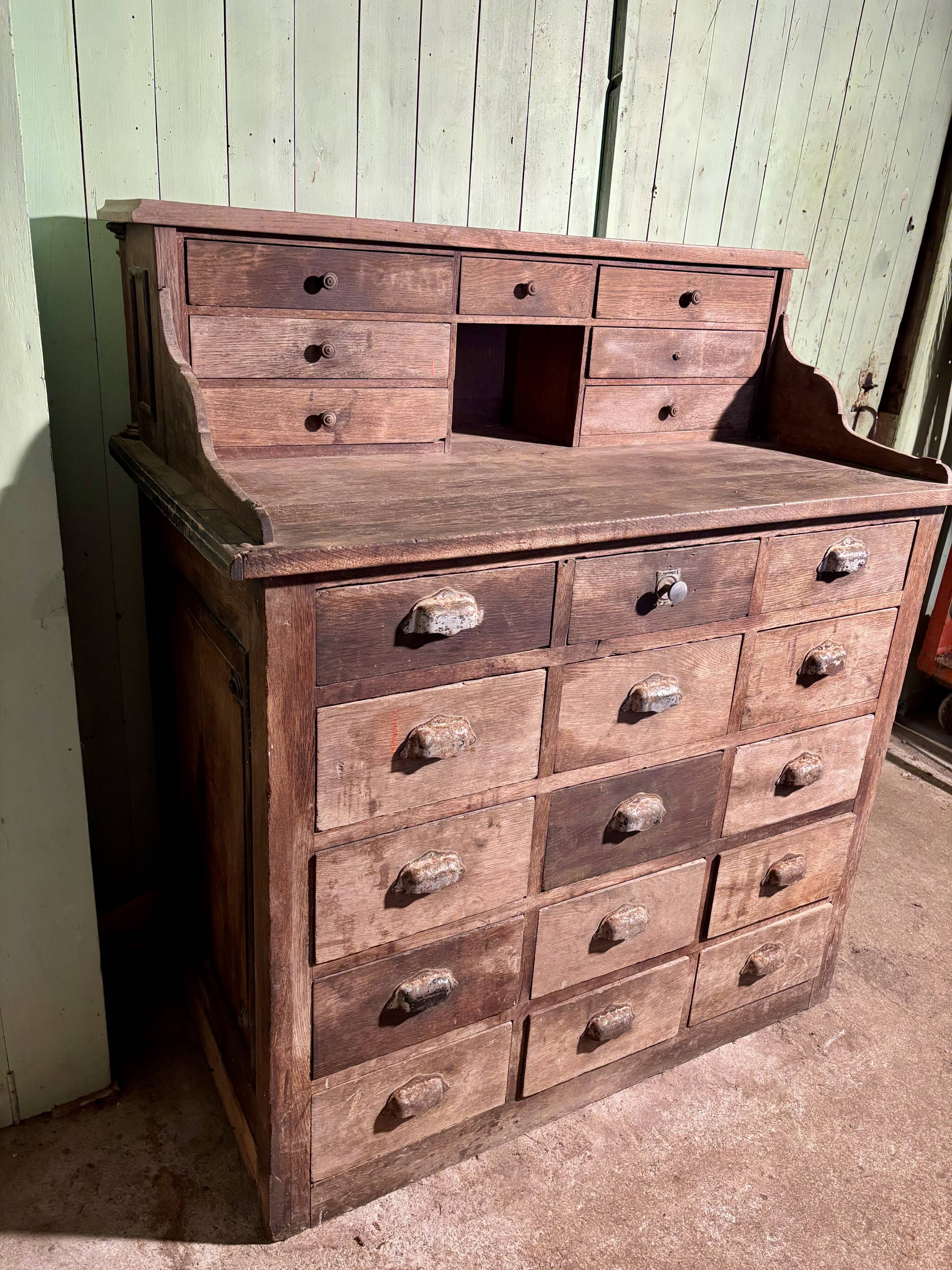 Antique solid wood workshop furniture with drawers
