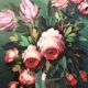 Large oil painting on canvas vase with flowers signed