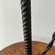 Wrought iron floor lamp with magazine holder and sisal shade, 1950s