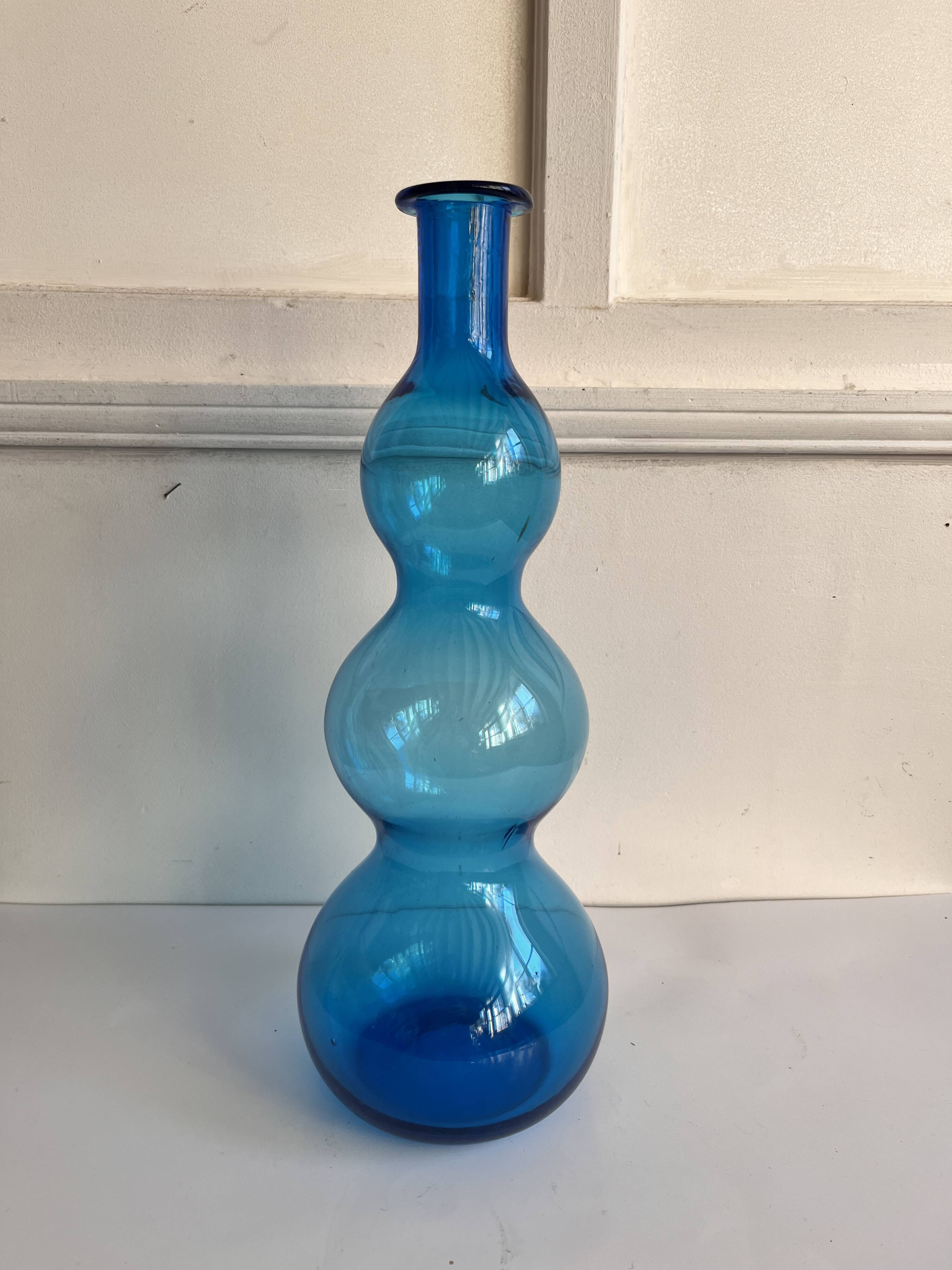 Blue blown glass vase