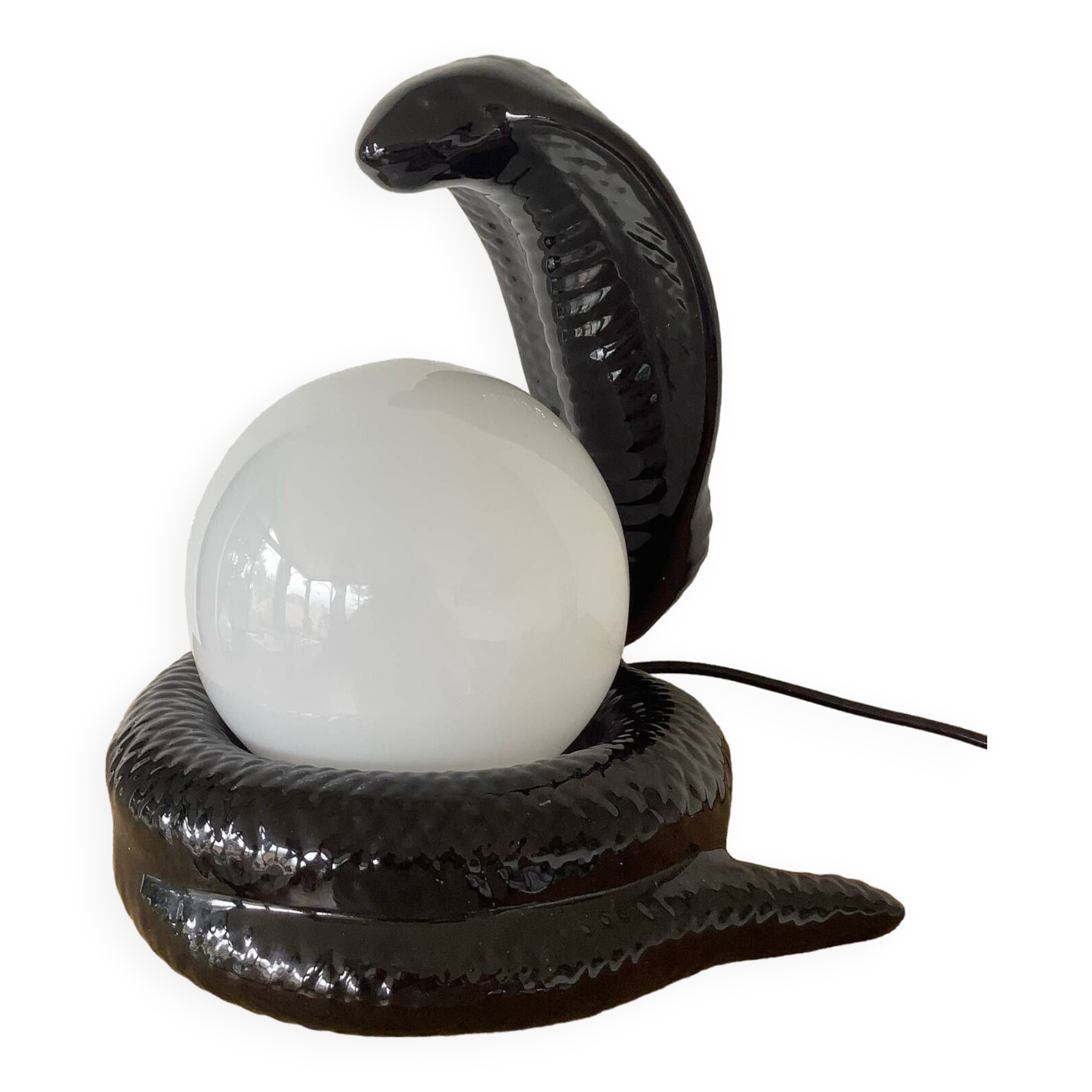 1970 cobra black ceramic lamp