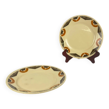 Duo d'assiettes à dessert Art Deco Badonviller, 1920/1930