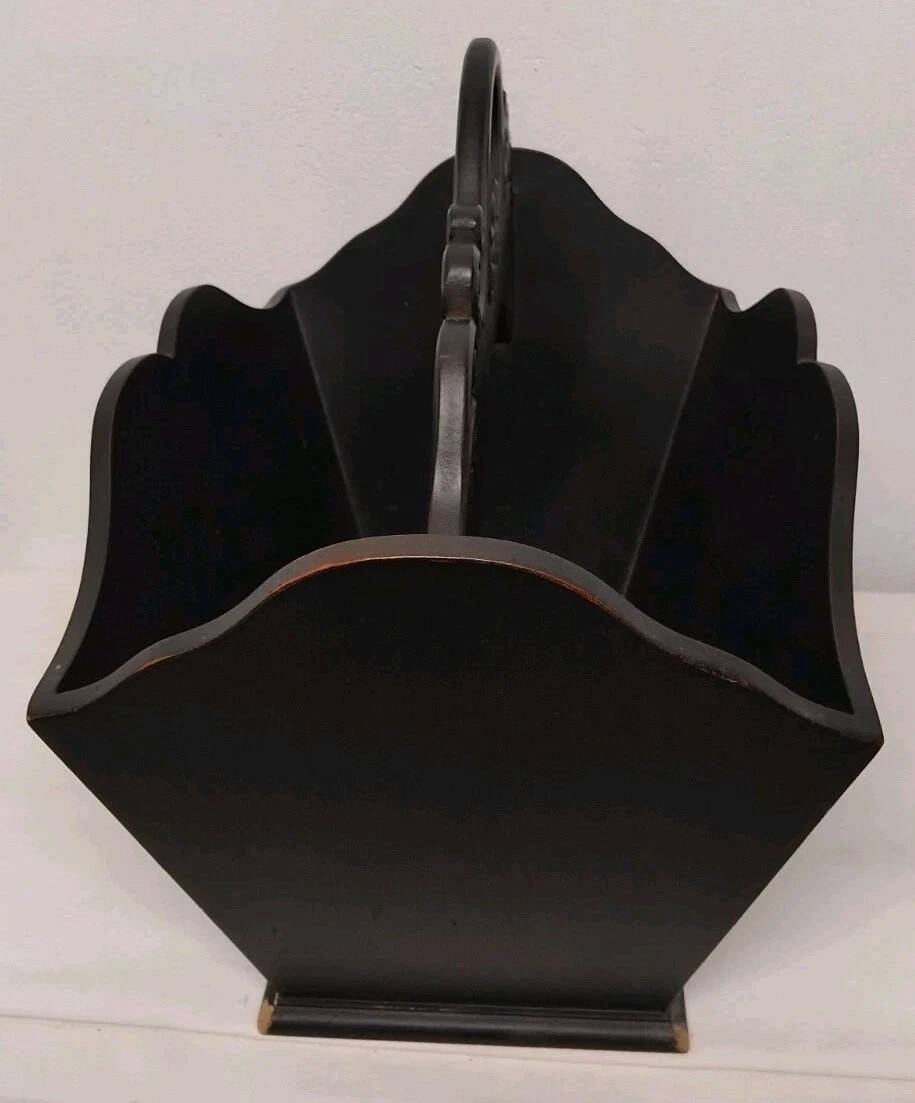 Antique Vintage Carved Wooden Magazine Rack