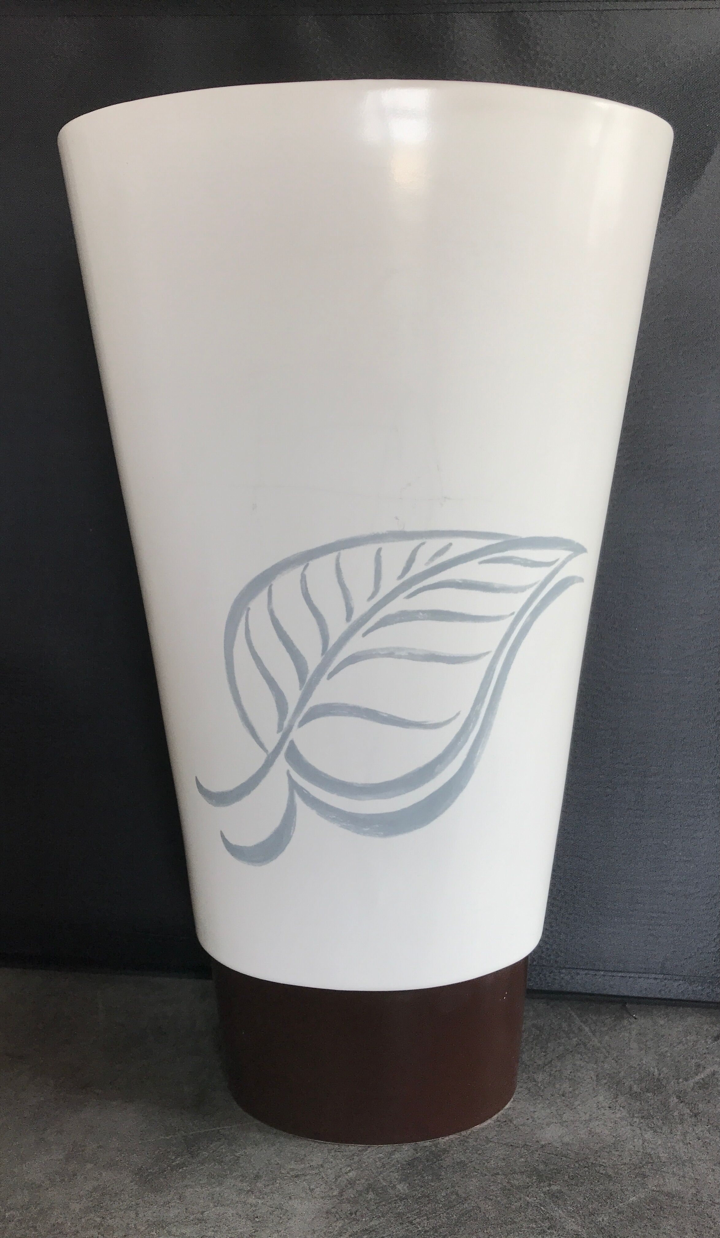 White and brown white and brown form évase vase leaf pattern - 40 cm