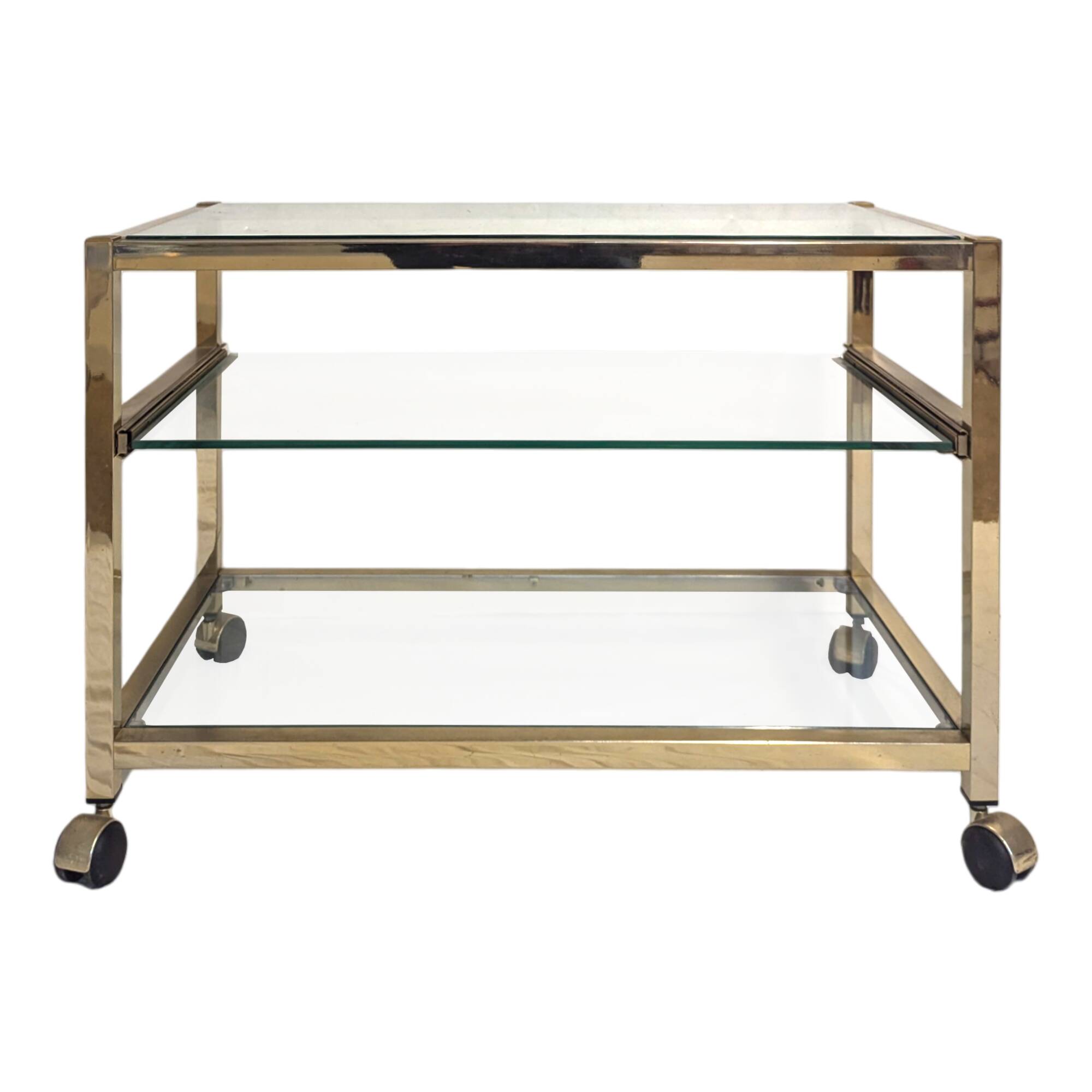 Brass coffee table bar cart