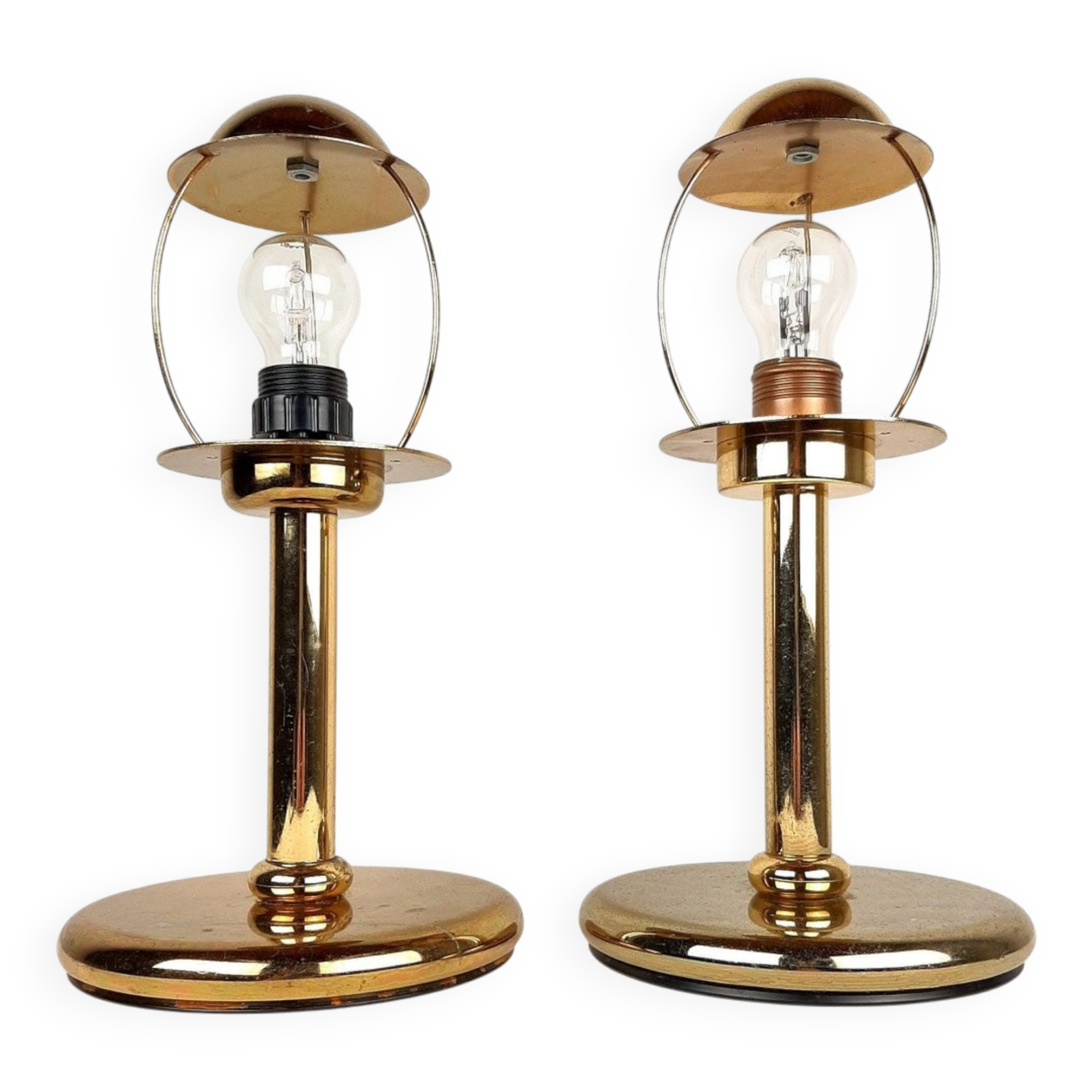Golden metal table lamps by Sijaj Hrastnik, set of 2