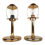 Golden metal table lamps by Sijaj Hrastnik, set of 2