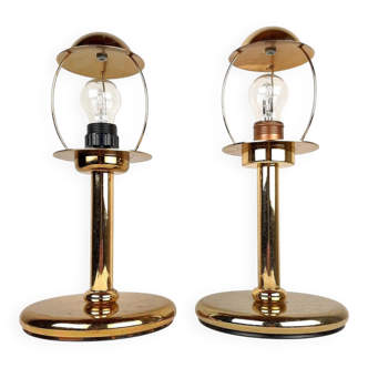 Golden metal table lamps by Sijaj Hrastnik, set of 2