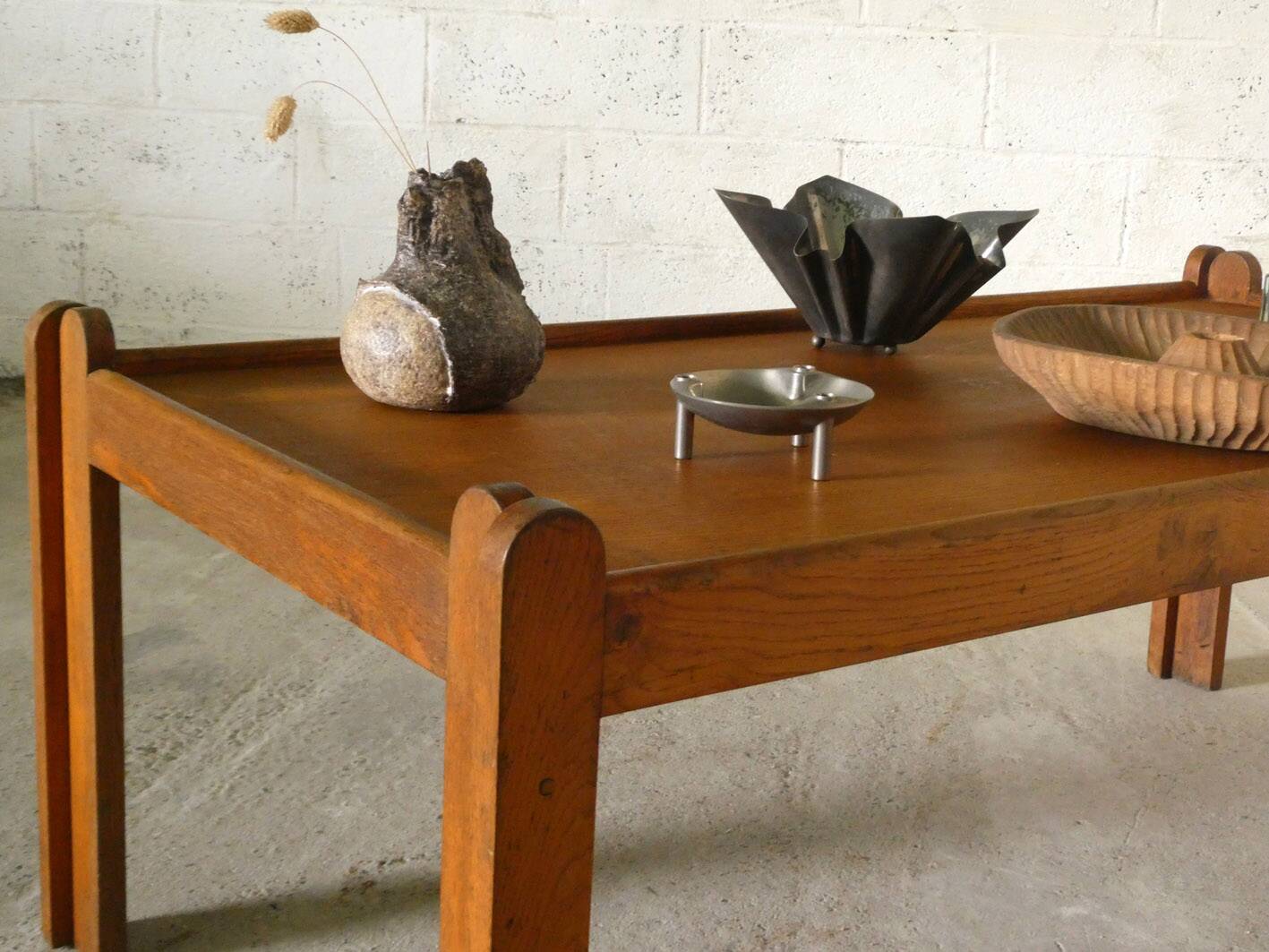 grande table basse en chêne, 1960