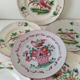 Set of 6 plates with birds and roosters.