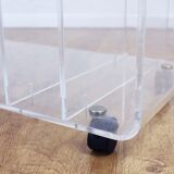 Plexiglas coffee table with vinyl compartment and magazines rack