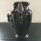 XL vase with floral decoration, slip
