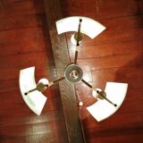 Golden chandelier and glass plates, art deco, vintage style Strangfeld und Gregor Radeberg Dresden 1950