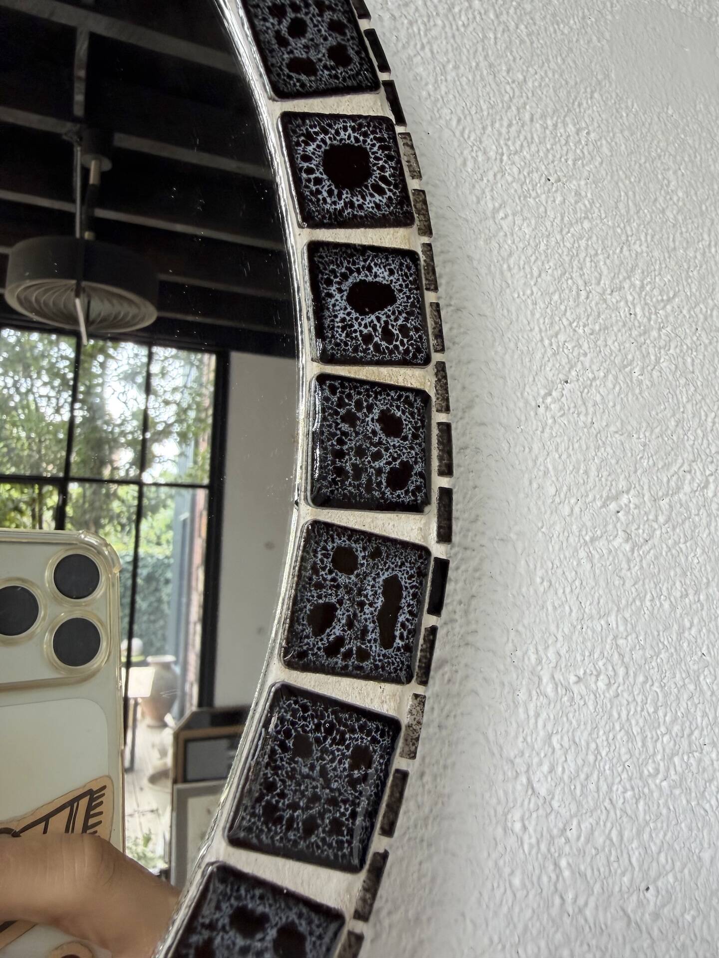 Oval ceramic mosaic mirror from the 50s/60s.