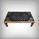 Large chessboard coffee table in mahogany, Jansen style – 2nd half of the 20th century.