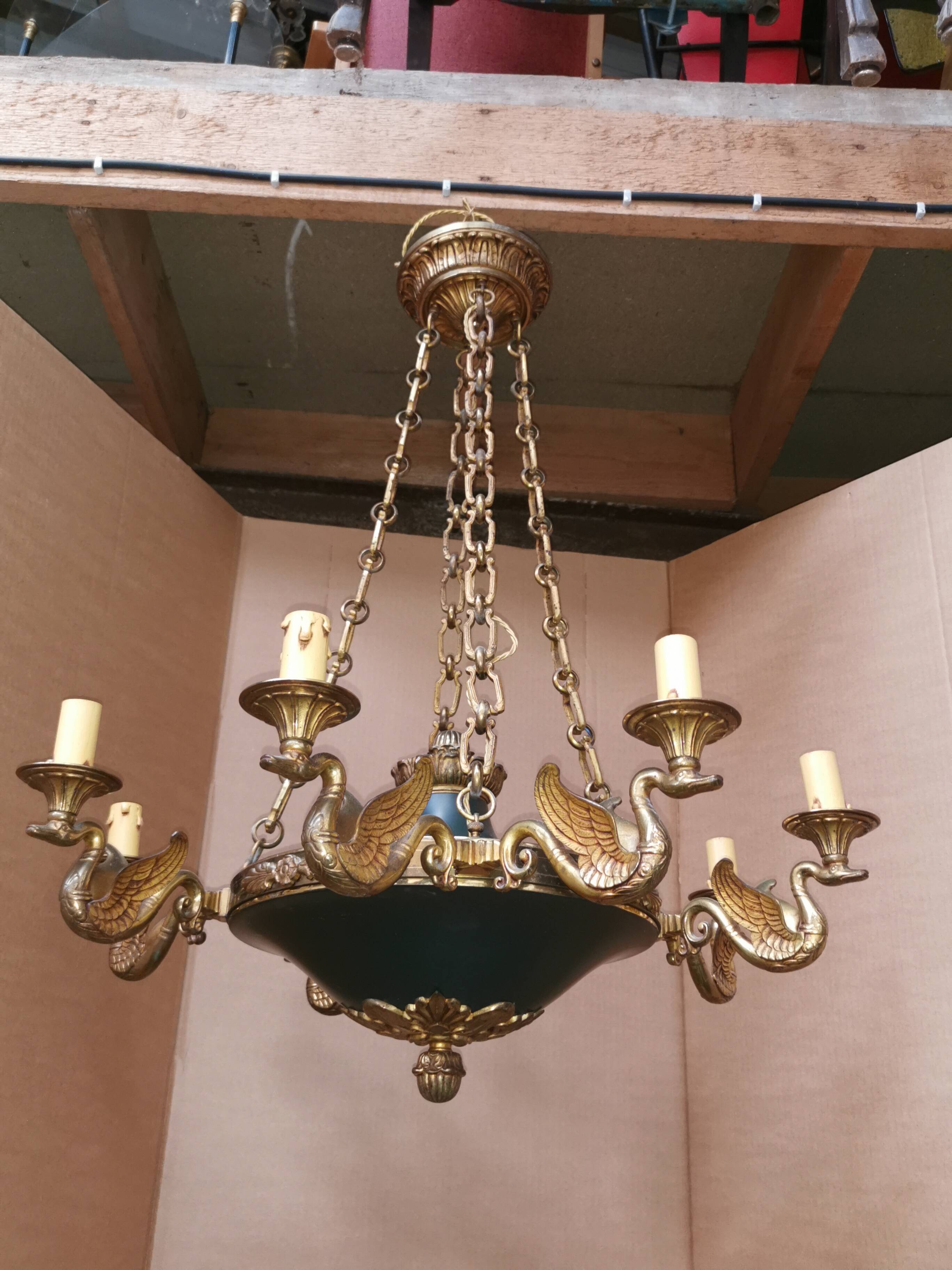 Empire chandelier in bronze