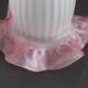 Set of 3 White Opaque Glass Shades With Ribbed Detail Pink Frilled Edge