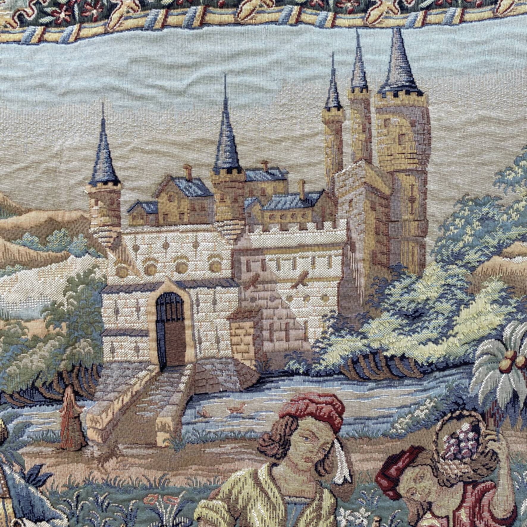 Large Tapestry of Halluin "The Grape Harvest at the Castle", Halluin Stitch