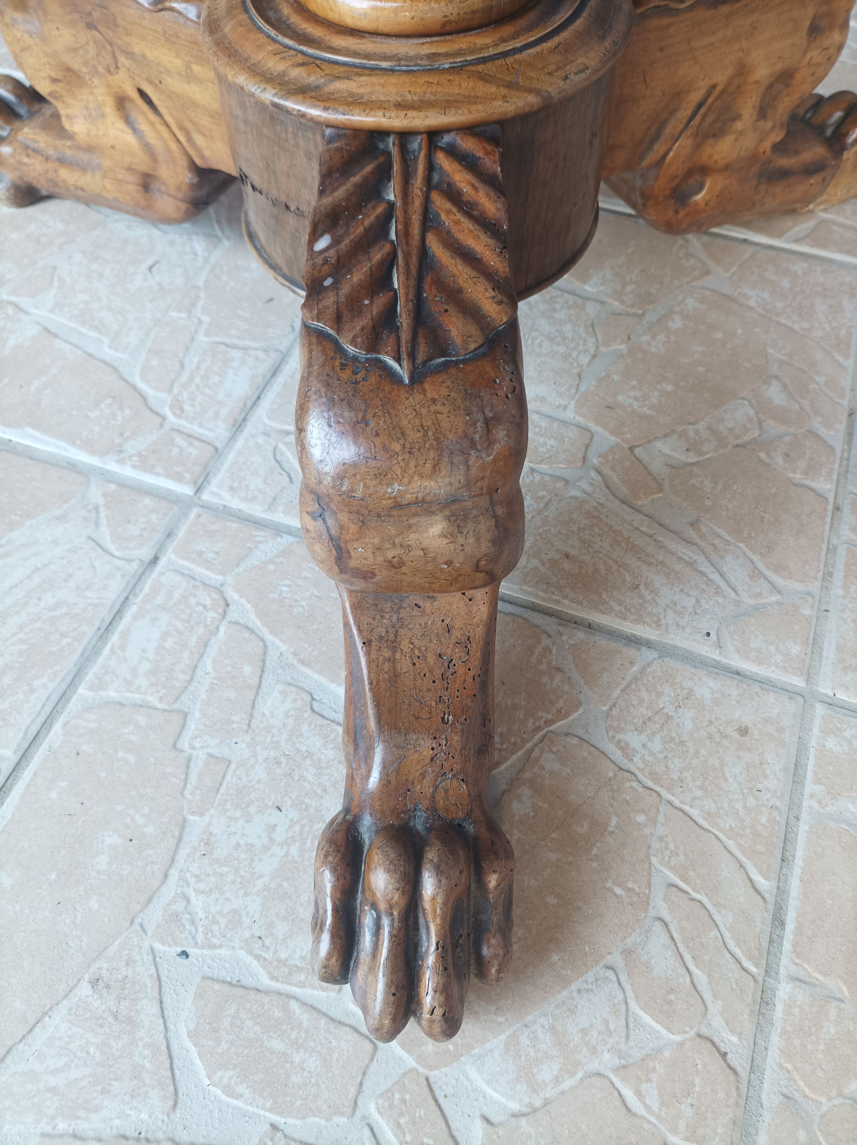 Walnut tripod pedestal table