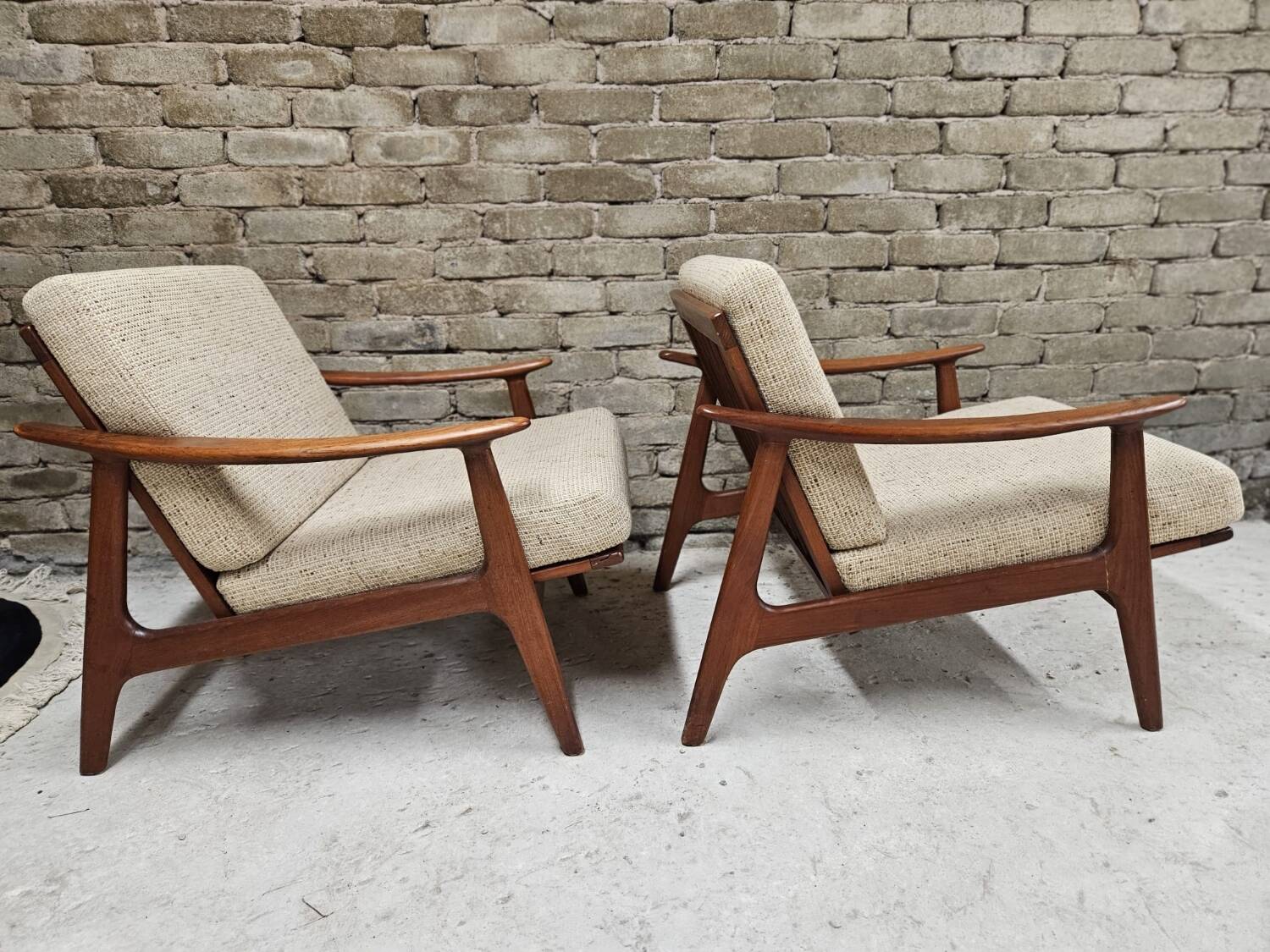 Pair of Scandinavian Danish teak armchairs 1960
