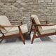 Pair of Scandinavian Danish teak armchairs 1960