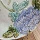 Antique majolica plate – Raised decoration of mauve hydrangeas – Art Nouveau