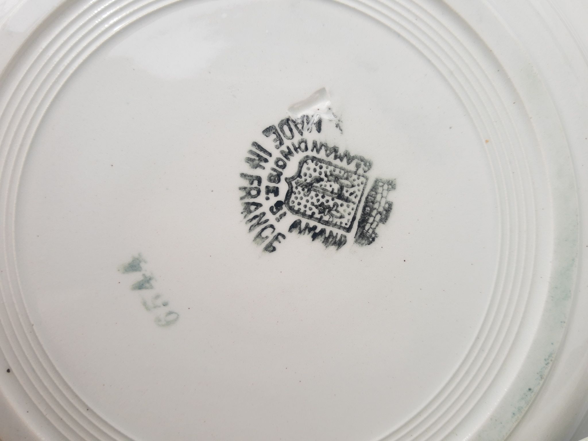 Set of 6 old St Amandinoise St Amand vintage soup plates