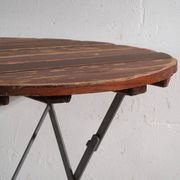 Antique folding garden table in wood and iron – Central Europe, circa 1950