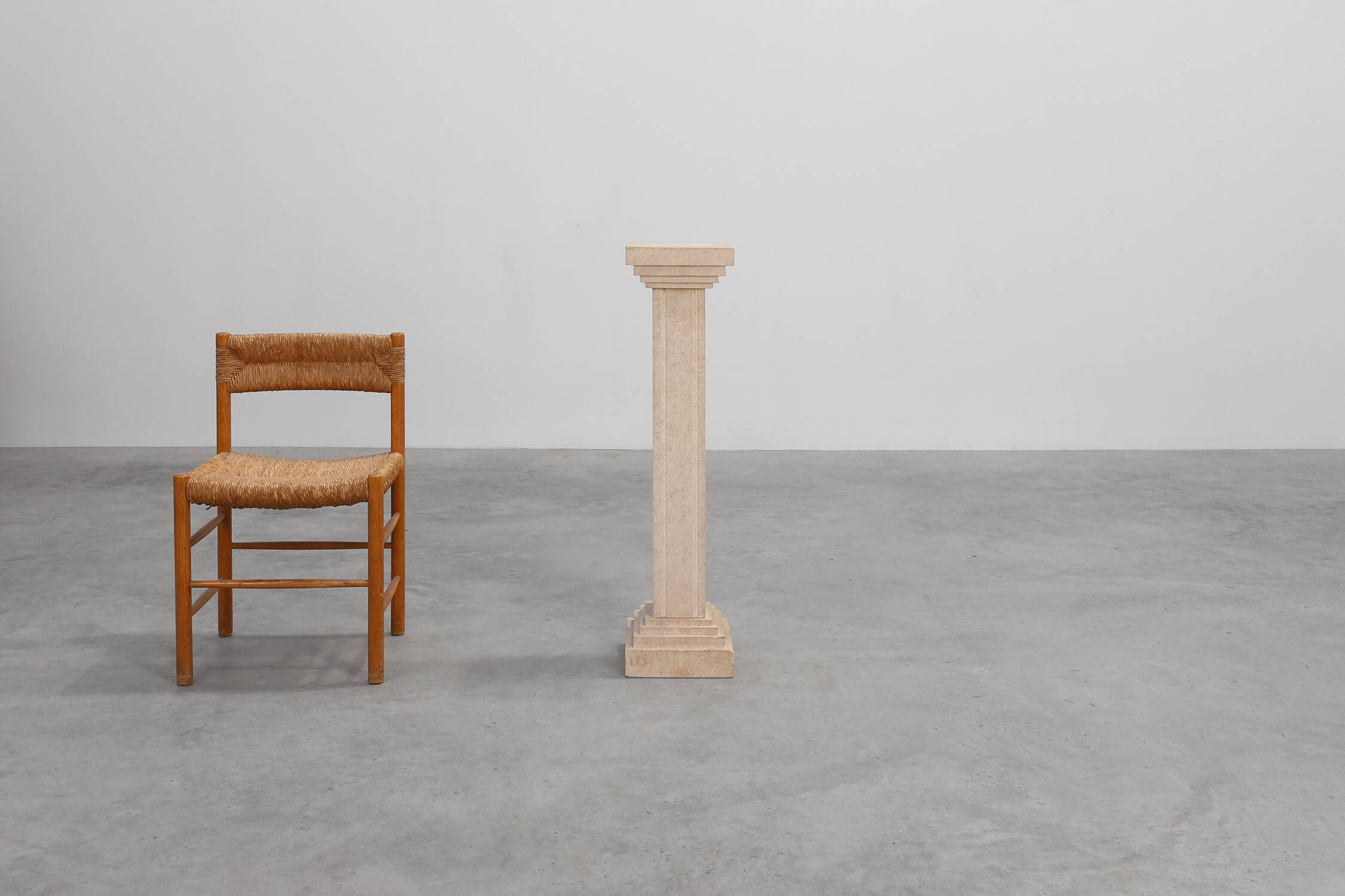 Mid-century console in beige stone, France 1960s