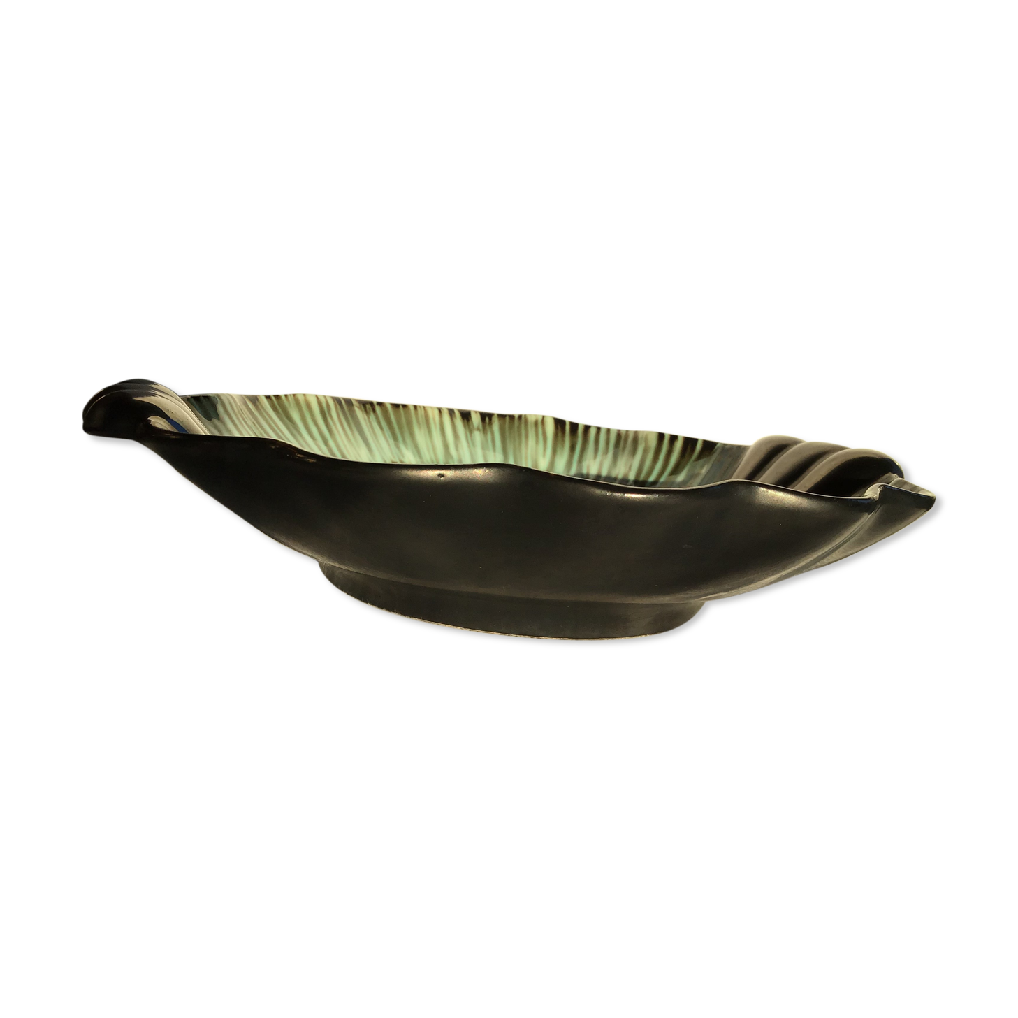 Undulating black iridescent ceramic cut
