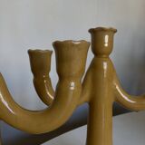 Pair of glazed earthenware candlesticks Pichon Uzès 1960