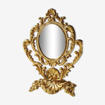 Miroir de table sur pied psyché style Louis XV 19,5x14,5cm
