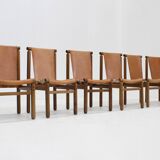 Chaises de salle à manger en cuir italien style Mid-Century, signées Ilmari Tapiovaara, lot de 6