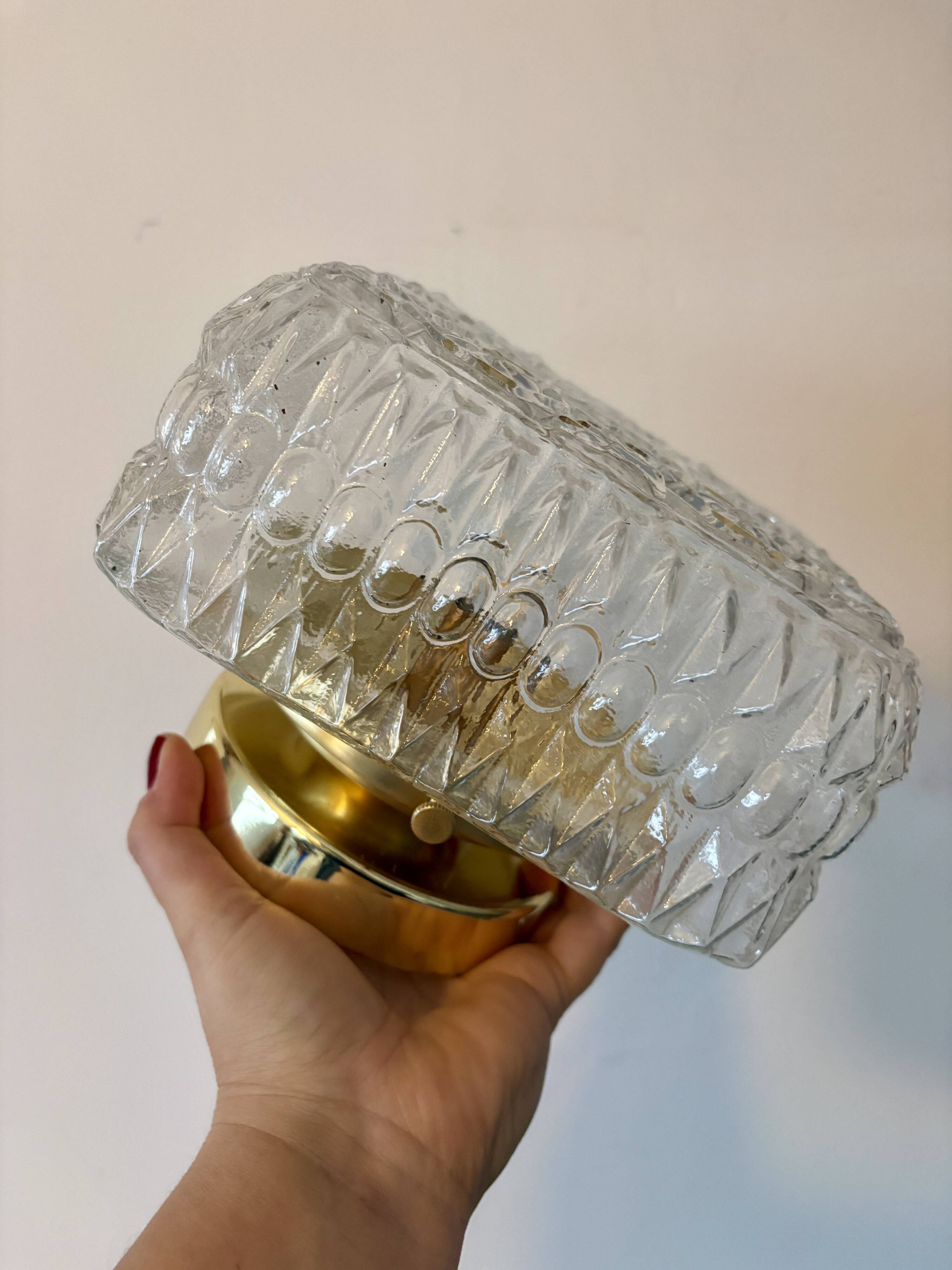 Vintage square globe wall or ceiling light in moulded glass
