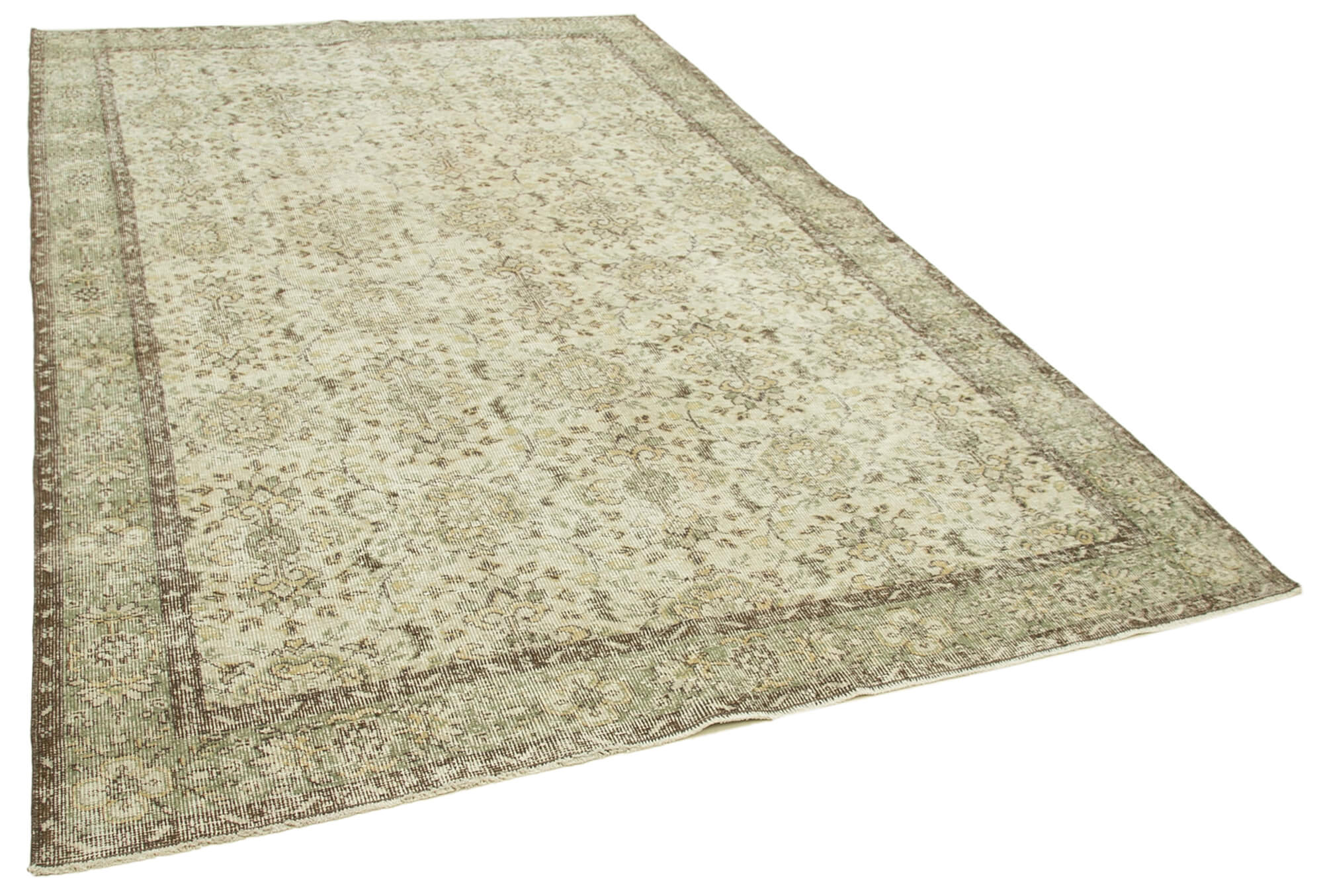 Hand-knotted decorative turkish beige rug 196 cm x 311 cm