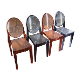 Lot of 4 Philippe Starck Victoria Ghost chairs.