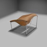 Leather and chrome Olivier Mourgue Cubique chair by Airborne, France 1968