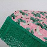 Suspension "Victoria" in paper japonasis rse with cranes and green fange.