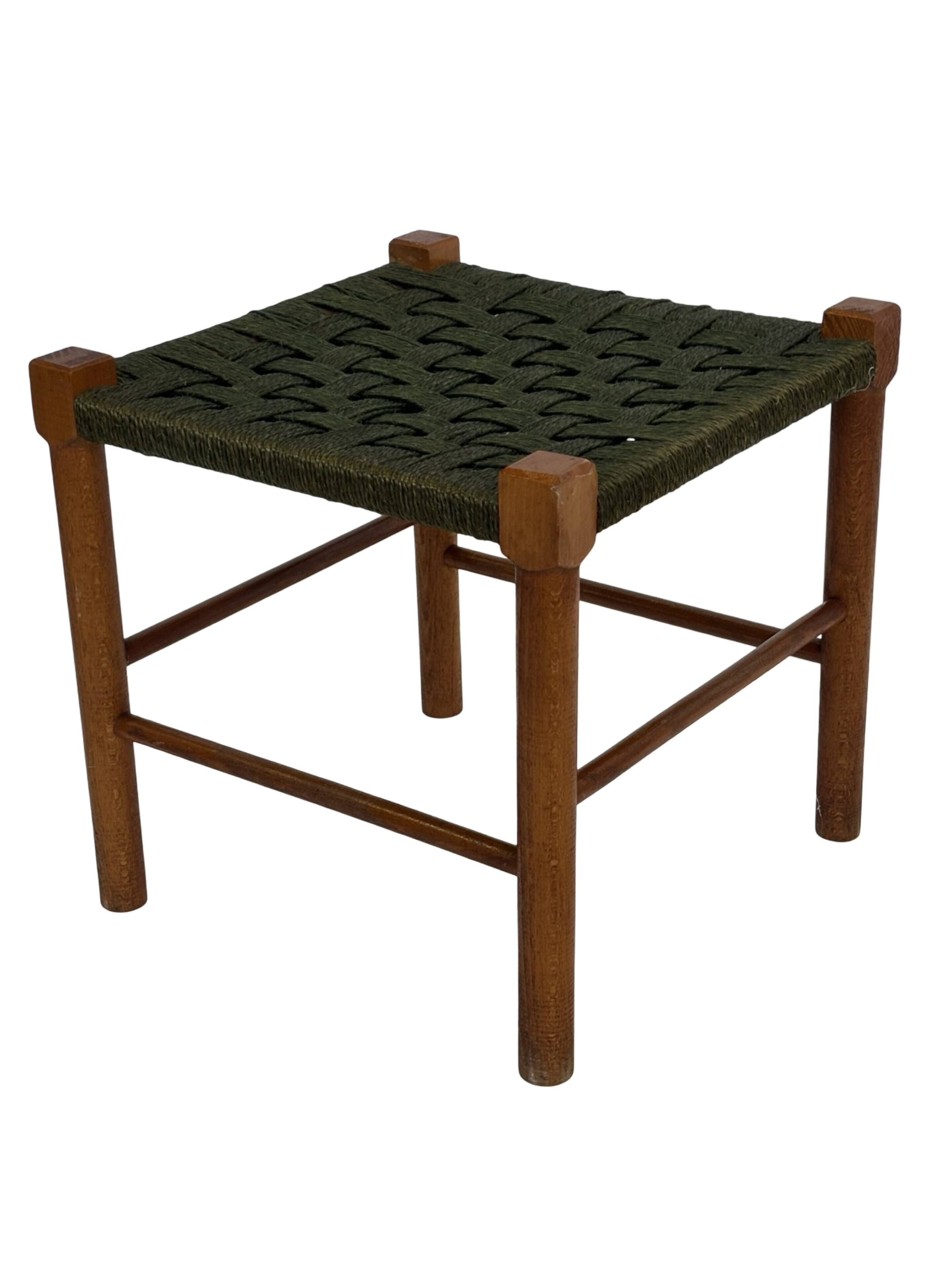 Vintage Stool Danish Papercord Rope Stool Mid Century