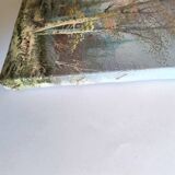 Vintage oil painting – Forest by the lake under a pastel sky