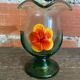 Vintage Murano Glass Vase with Orange and Yellow Flower Decoration, Italy