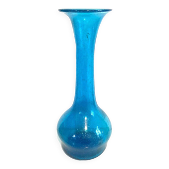 Vase bleu verre soufflé
