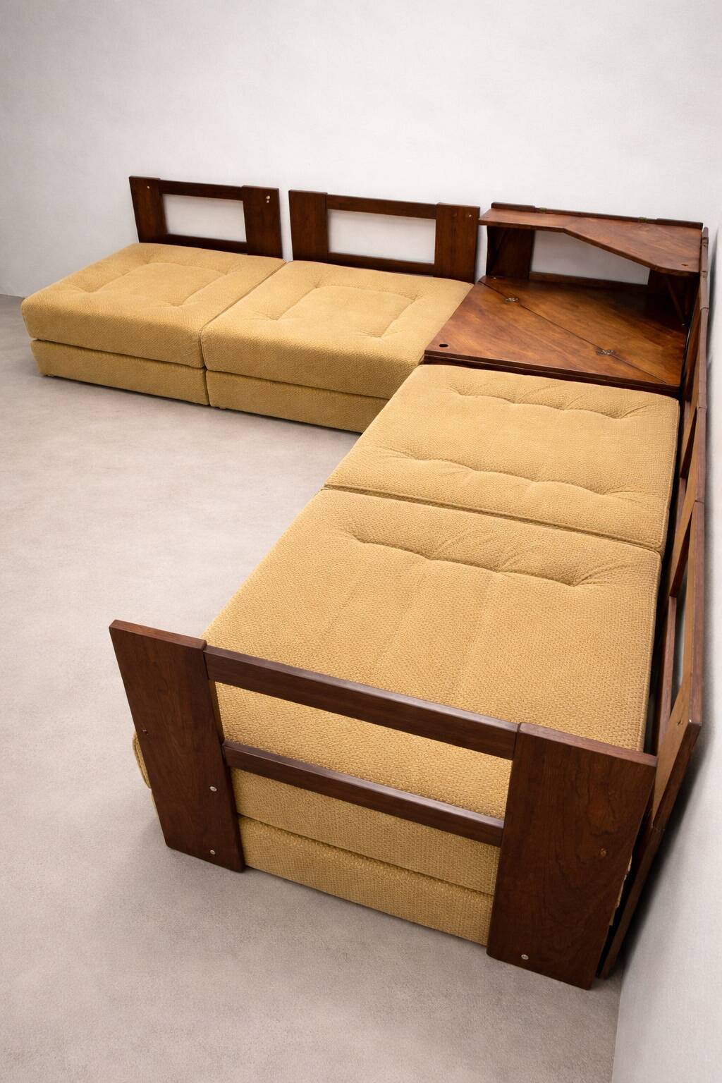 Modular mid-century corner sofa by Dřevotvar, Czechoslovakia, 1960s–1970s